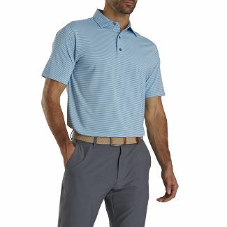 Men's Footjoy Golf Shirts Light Blue/White/Navy NZ-58534